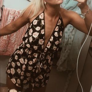 Flower Romper Open Back